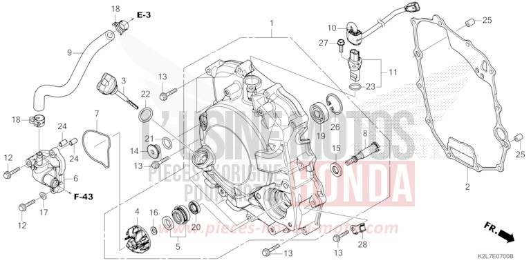 KURBELGEHAEUSEABDECKUNG/WASSERPUMPE von ADV 350 MAT RUTHENIUM SILVER METALLIC (NHB88) von 2025